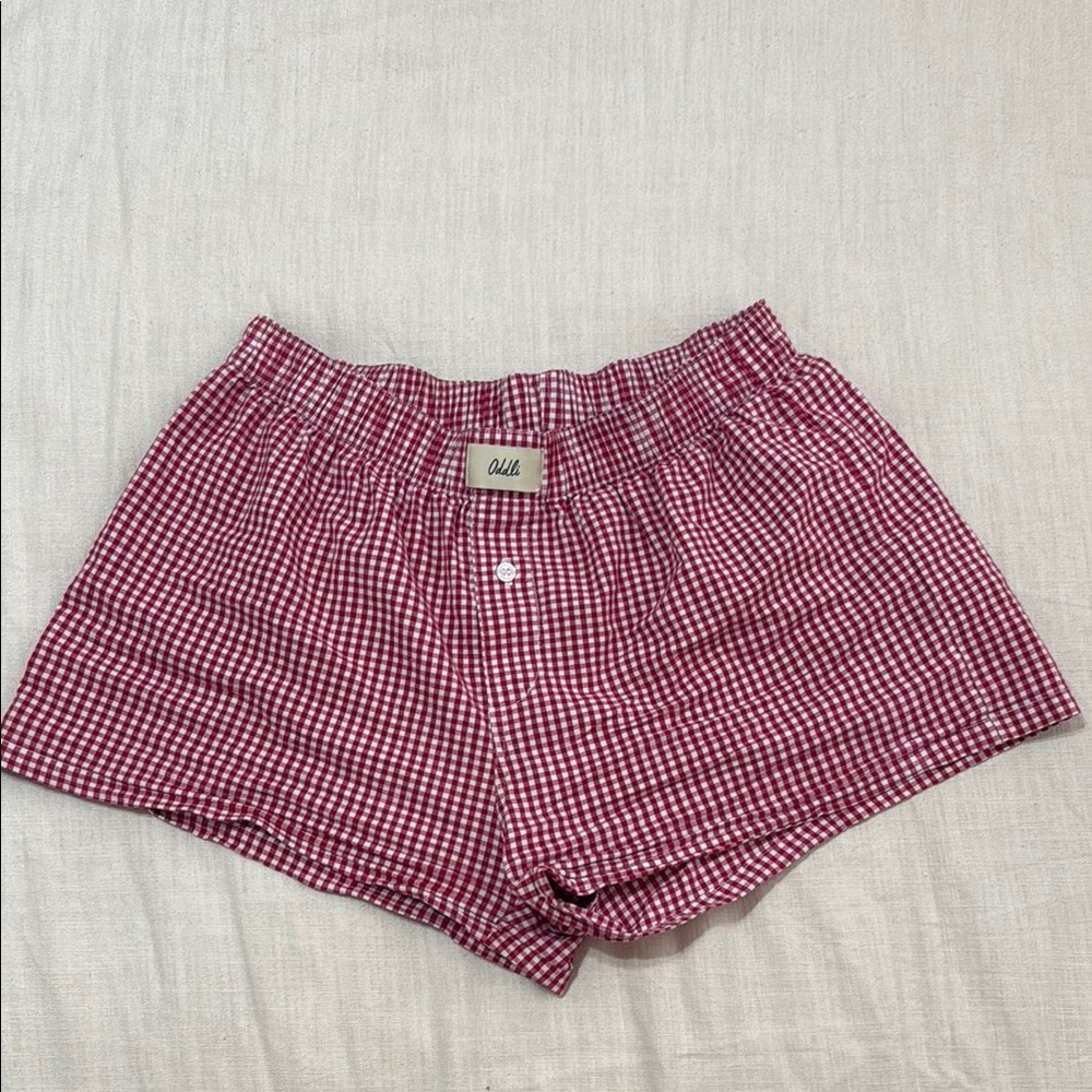 Red High Waist Shorts with Elastic Waistband